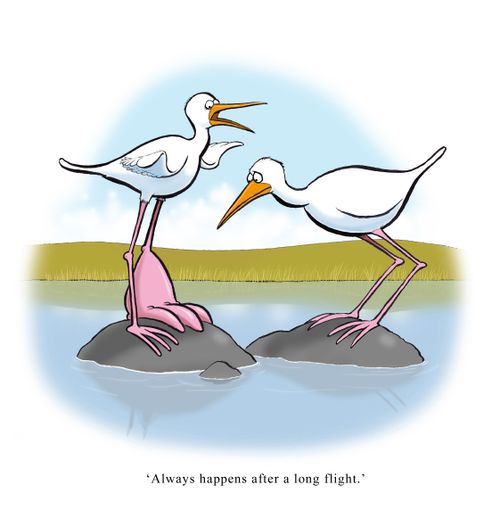 "Always happens after a long flight."