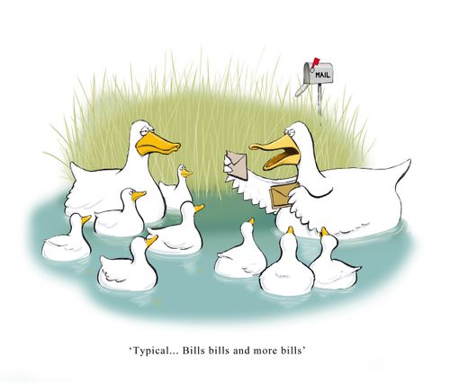 "Typical. . . Bills bills and more bills."