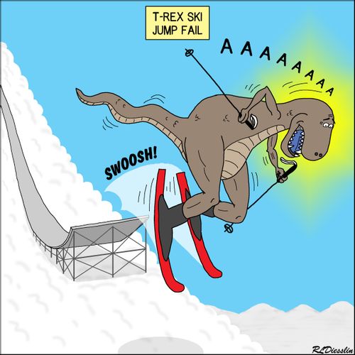 T-Rex Ski Jump Fail