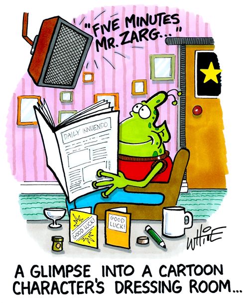 "A glimpse into a cartoon character's dressing room..."