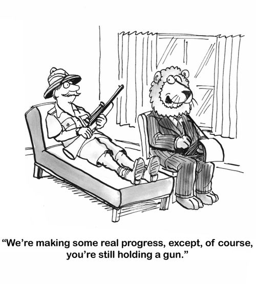 "We're making some real progress, except, of course, you're still holding a gun."