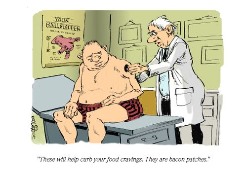 "This will curb your food cravings. They are bacon patches."
