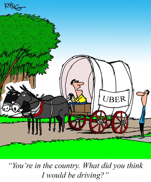 "You're in the country. What did you think I would be driving?"