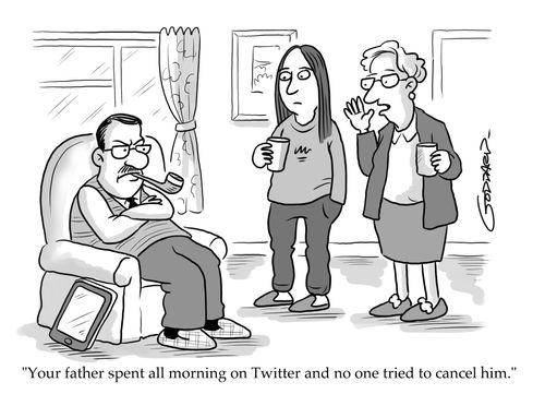 "Your father spent all morning on Twitter and no one tried to cancel him."