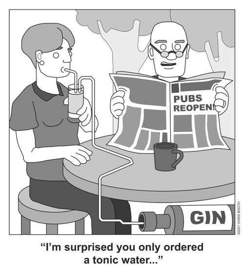 "I'm surprised you only ordered a tonic water. . ."