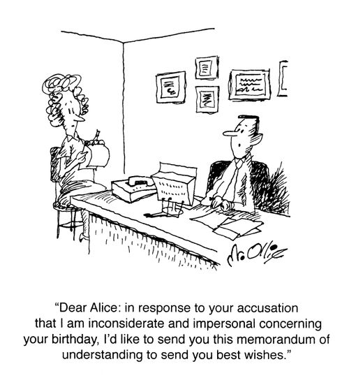 "Dear Alice: in response to your accusation...."