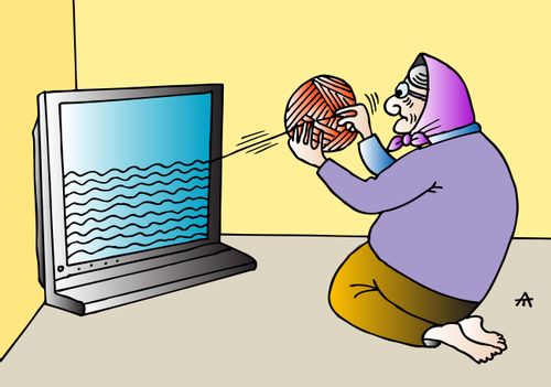Old woman and TV