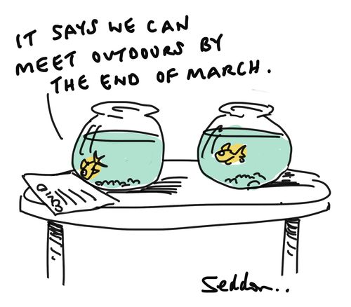 "It says we can meet outdoors by the end of march."
