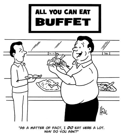 "As a matter of fact, I do eat here a lot. Why do you ask?"