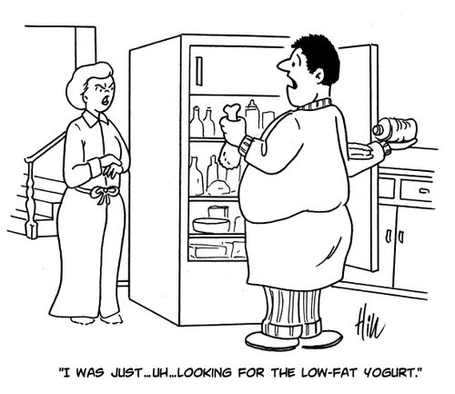 "I was just... uh... looking for the low-fat yogurt."