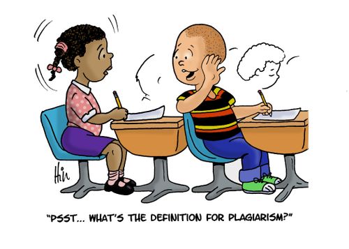 "Psst. . . what's the definition for plagiarism?"