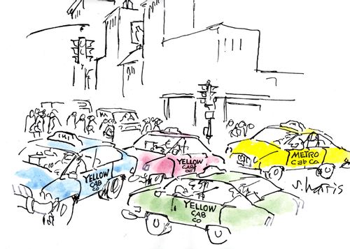 Multicolored yellow cabs