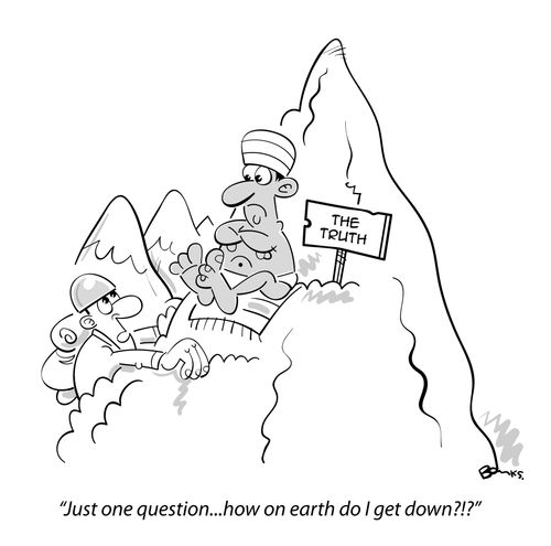 "Just one question...how on earth do I get down?!"