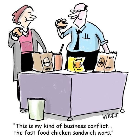 "This is my kind of business conflict... the fast food chicken sandwich wars."
