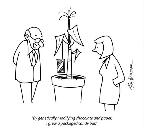 "By genetically modifying chocolate and paper, I grew a packaged candy bar."