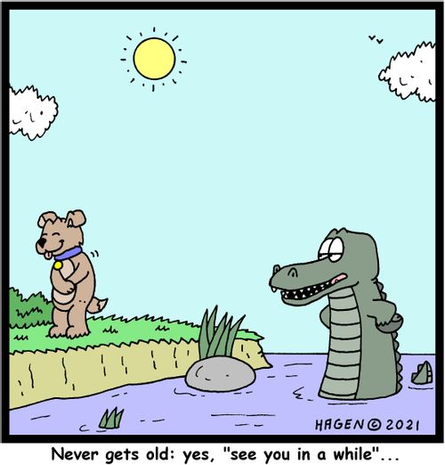 "Never gets old: yes, 'See you in a while'..."