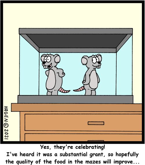 "Yes, they're celebrating! I've heard it was a substantial grant, so hopefully the quality of the food in the mazes will improve..."