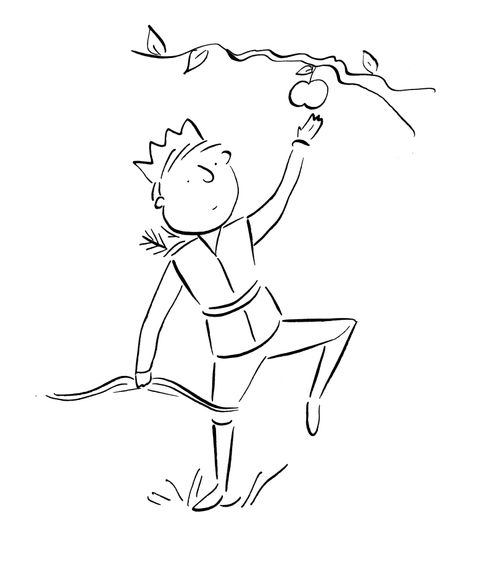 King reaching for an apple