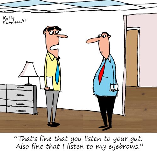 "That's fine that you listen to your gut. Also fine that I listen to my eyebrows."