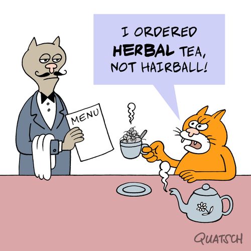 "I ordered herbal tea, not hairball!"