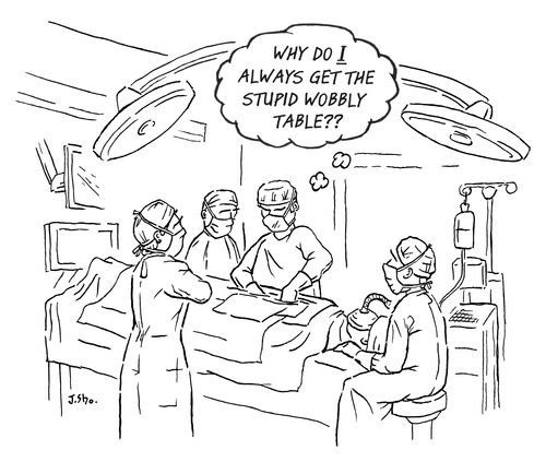 "Why do I always get the stupid wobbly table?"