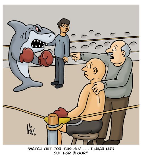 "Watch out for this guy... I hear he's out for blood!"