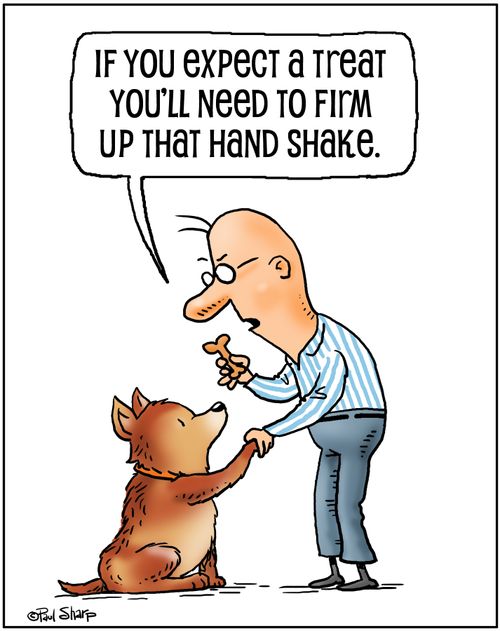 "If you expect a treat you'll need to firm up that handshake."