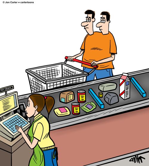 Conjoined twins at the supermarket