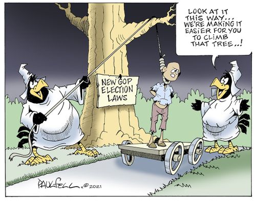 New GOP Election Laws: "Look at it this way. . . we're making it easier for you to climb that tree...!"