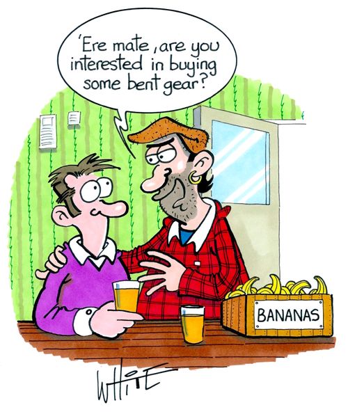 "'Ere mate, are you interested in buying some bent gear?"