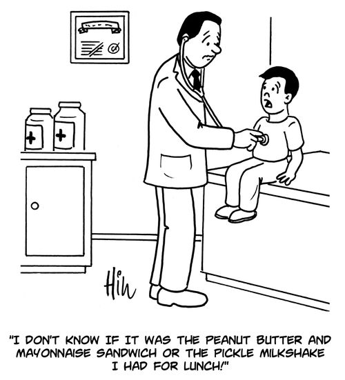 "I don't know if it was the peanut butter and mayonnaise sandwich or the pickle milkshake I had for lunch!"