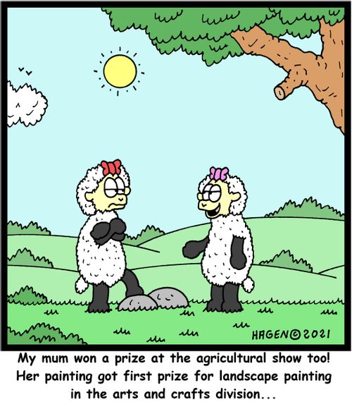 "My mum won a prize at the agricultural show too! Her painting got first prize for landscape painting in the arts and crafts division..."