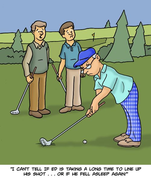 "I can't tell if Ed is taking a long time to line up his shot... Or if he fell asleep again!"