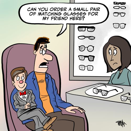 "Can you order a small pair of matching glasses for my friend here?"