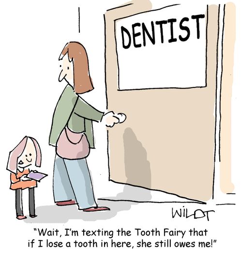 "Wait, I'm texting the Tooth Fairy that if I lose a tooth in here, she still owes me!"