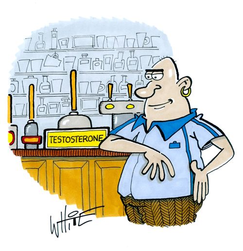 A beer pump labelled 'Testosterone' 