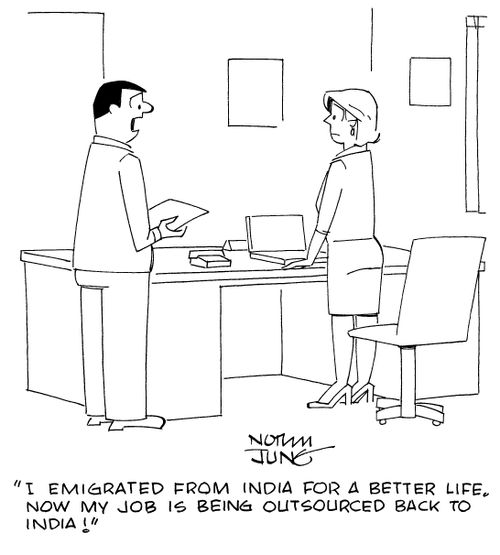 "I emigrated from India for a better life. Now my job is being outsourced back to India!"