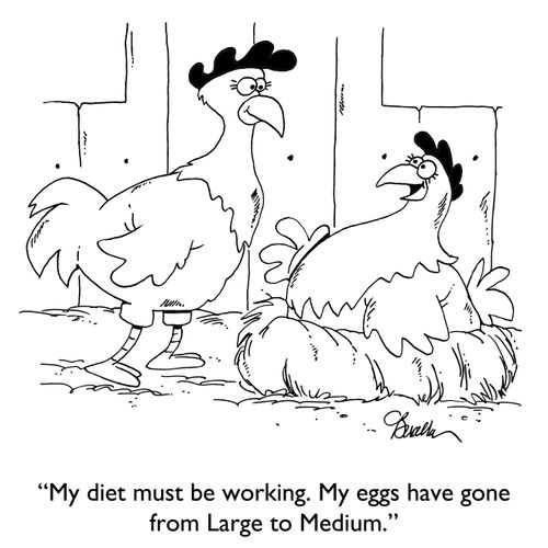 "My diet must be working. My eggs have gone from Large to Medium."