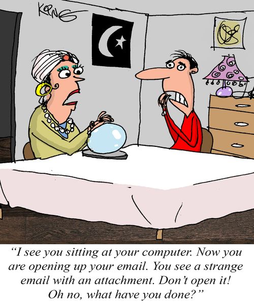  "I see you sitting at your computer. Now you are opening up your email. You see a strange email with an attachment. Don't open it! Oh no, what have you done?"