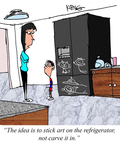 "The idea is to stick art on the refrigerator, not carve it in."