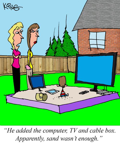 "He added the computer, TV and cable box. Apparently, sand wasn't enough."