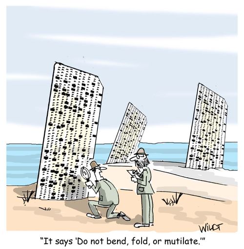 ""It says 'Do not bend, fold, or mutilate.'"