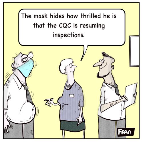"The mask hides how thrilled he is that the CQC is resuming inspections."