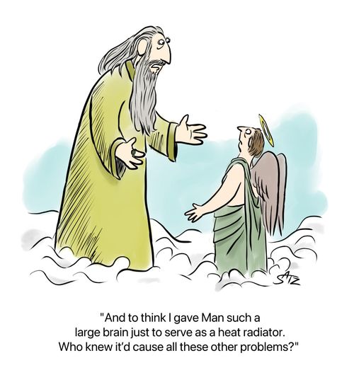 "And to think I gave Man such a large brain to serve as a heat radiator."