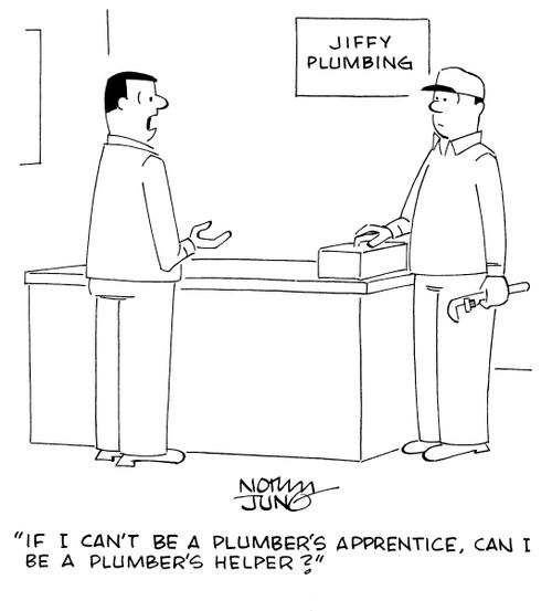 "If I can't be a plumber's apprentice, can I be a plumber's helper?"