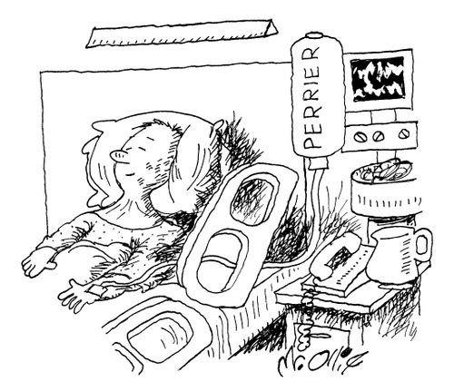 A patient with a Perrier drip