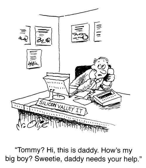 "Tommy? Hi, this is daddy. How's my big boy? Sweetie, daddy needs your help."