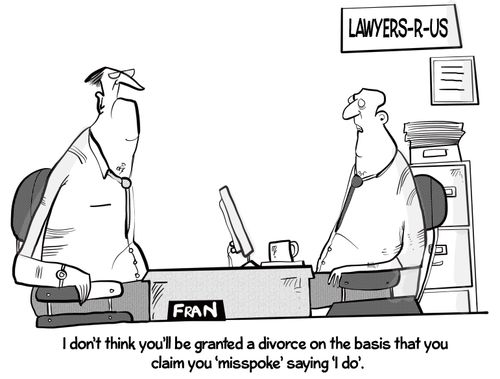 "I don't think you'll be granted a divorce on the basis that you claim you 'misspoke' saying 'I do'.'"