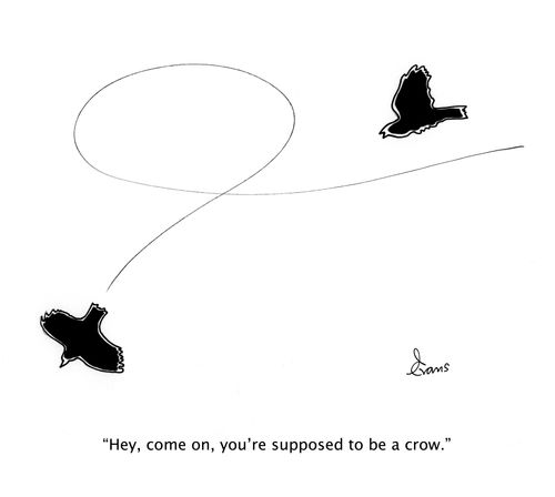 "Hey, come on, you're supposed to be a crow."