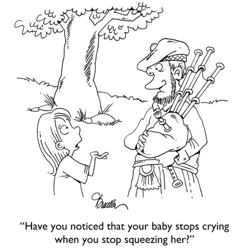 "Have you noticed that your baby stops crying when you stop squeezing her?"